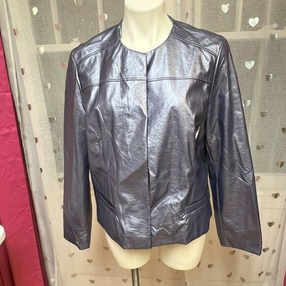 Chico's Jackets & Blazers - #174 Chico's Shiny Blue Dress Jacket Size 3 (16)